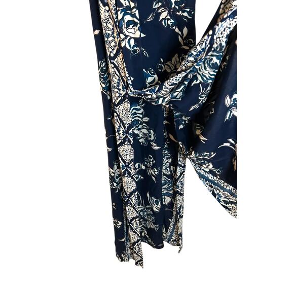 Angie Maxi Dress Floral Side Slits Blue Small - Picture 4 of 8